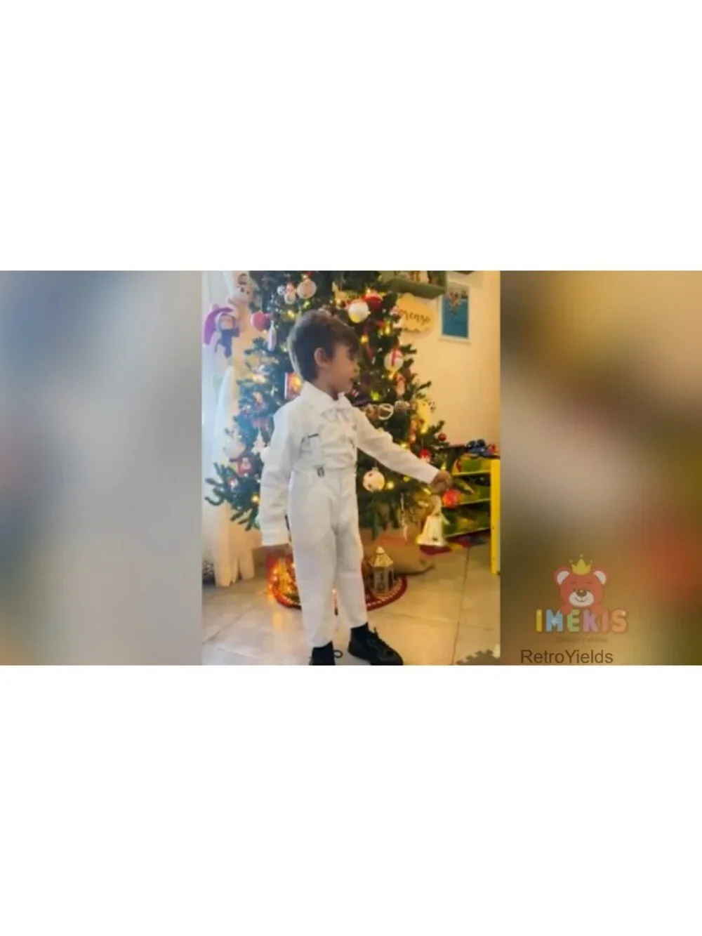 Baby Boys Christmas Outfit Bowtie Shirt Suspenders Pants Tuxedo Suit